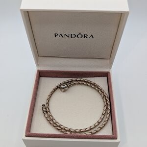 Pandora Woven Leather Bracelet
